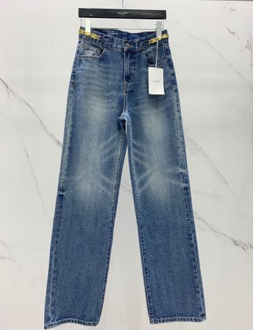 Quần jeans nữ ống xuông ce*line* xích vàng đẹp SIÊU CẤP