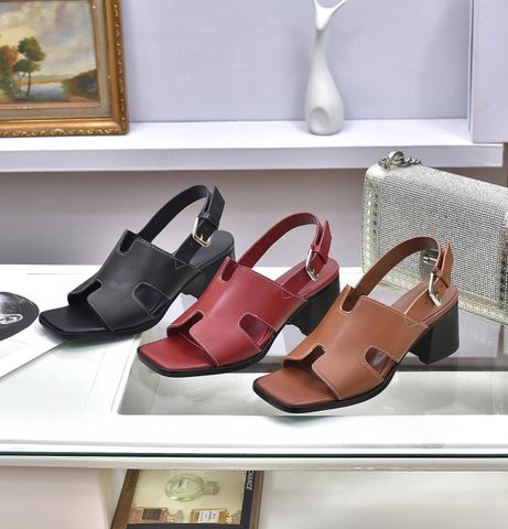 Sandal cao gót Hermes* gót vuông cao 7cm da bò mềm đẹp SIÊU CẤP