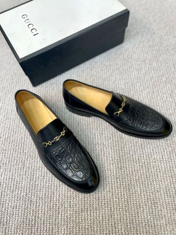 Giày âu lười GUCCI* da bò lỳ phối vân cá sấu đẹp lịch lãm màu nâu và đen