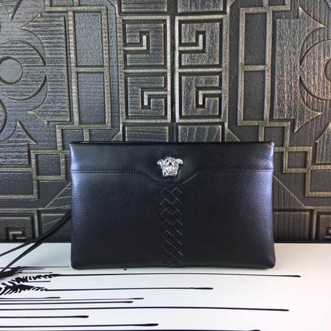 Clutch VERSACE da mềm logo bạc