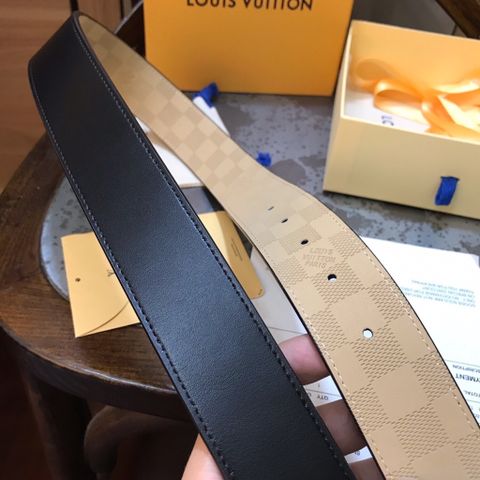Belt nam LV* bản 3,8cm dây da bò dùng 2 mặt: karo và mặt da trơn đẹp