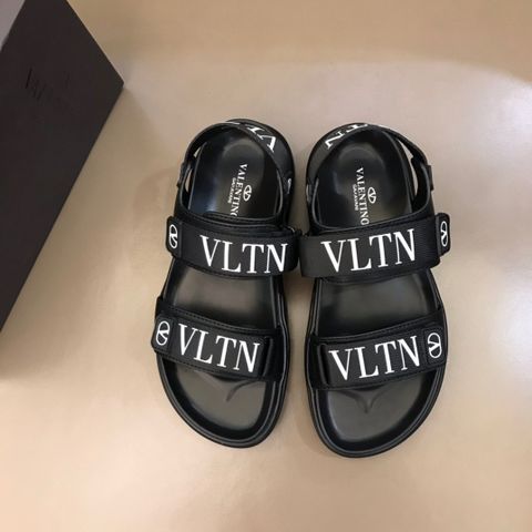 Sandal nam VALENTINO* quai da bò phối vải chữ đẹp cao cấp