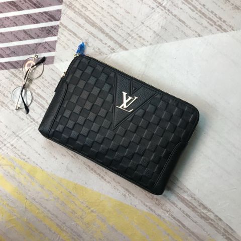 Clutch LV nam nữ da dập karo nổi đẹp sang size 26cm 2 ngăn khoá đẹp