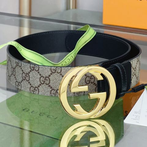 Belt nam GUCCI* bản 4cm dây hoạ tiết Logo phối da lỳ đẹp cao cấp