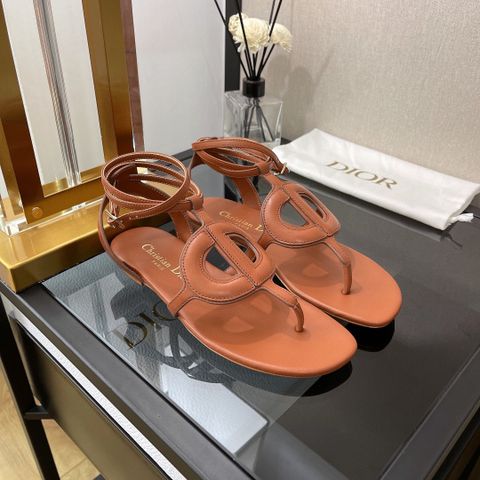 Sandal nữ Dior* sỏ ngón quai da bò đế bệt cao cấp