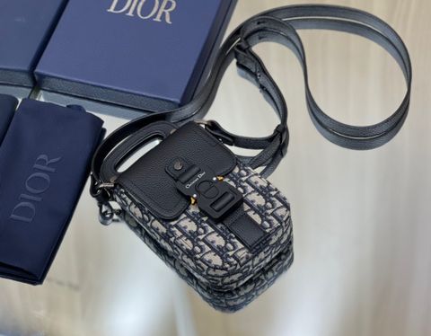 Túi DIOR* nam nữ mini hoạ tiết oblique phối da bò SIÊU CẤP