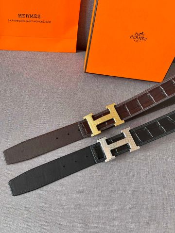 Belt nam HERMES* vân cá sấu bản 3,8cm hàng cao cấp