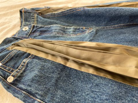 Đầm jeans phối vải xếp ly kiểu đẹp độc SIÊU CẤP
