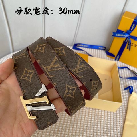 Belt nữ LV* bản 3.0cm dây hoạ tiết Monogram lót da bê nhiều màu đẹp