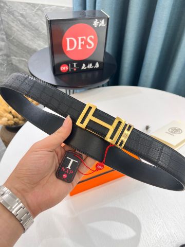 Belt nam Hermes* dây vân cá sấu chất da bò mềm đẹp bản 3,8cm hàng cao cấp