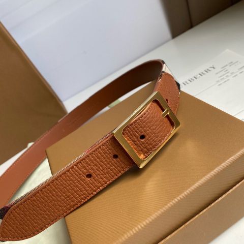 Belt nữ Burberry* SIÊU CẤP bản 3cm da bò lỳ phối vải kẻ lót da bò đẹp cao cấp