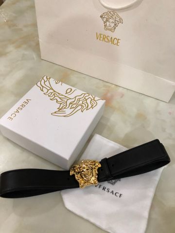 Belt nam nữ VERSACE* da bò mặt logo vàng đẹp Cao cấp