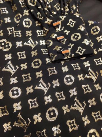 Đầm LV* dáng chữ A hoạ tiết Monogram vàng đồng cực sang và đẹp