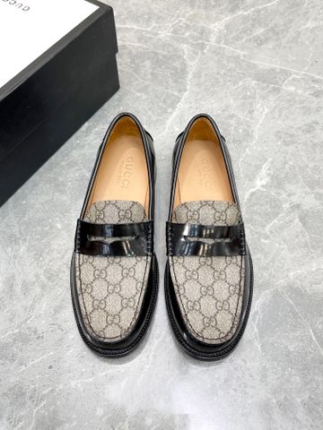 Giày âu lười GUCCI* VIP 1:1 da bóng mờ phối hoạ tiết Logo kiểu đẹp