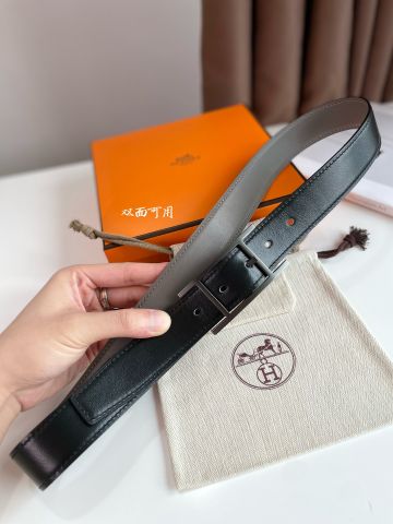 Belt nam nữ HERMES* bản 3.2cm dây da bò xịn mềm cao cấp