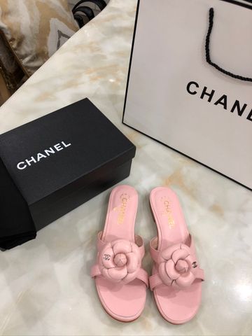 Dép nữ CHANEL* hoa trà da bò mềm