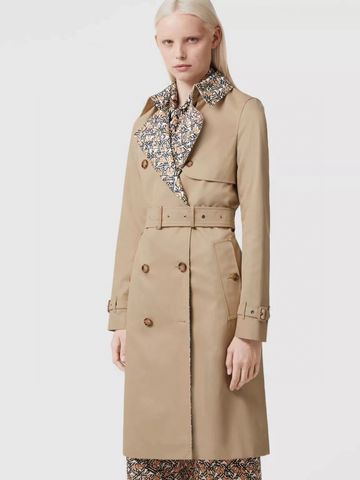 Áo măng tô nữ Burberry* phối hoạ tiết logo đẹp sang SIÊU CẤP