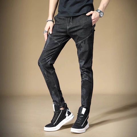 Quần jeans nam phối hoạ tiết đẹp kiểu độc cao cấp