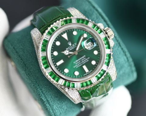 Đồng hồ nam rolex* dây cá sấu mặt viền kim nhiều màu đẹp độc VIP 1:1