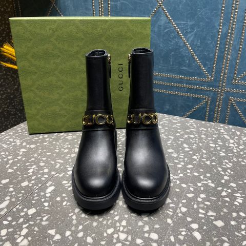 Boot GUCCI* cổ lỡ da bò nẹp chữ vàng đẹp VIP 1:1 chất lượng hàng đầu