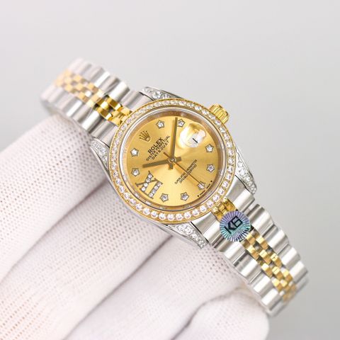 Đồng hồ nữ rolex* dây kim loại case nhỏ 28mm viền kim nhiều màu đẹp SIÊU CẤP