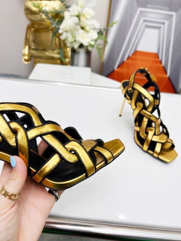 Sandal cao gót BALMAIN* cao 10,5cm quai da bò đan viền màu cực đẹp sang chảnh VIP 1:1