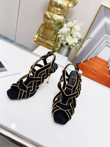 Sandal cao gót BALMAIN* da lộn  viền da lỳ cao 10,5cm dáng đẹp sang chảnh