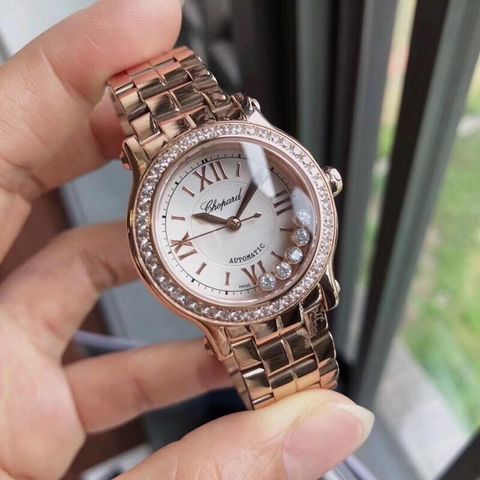 Đồng hồ nữ chopard dây kim loại viền đá đẹp