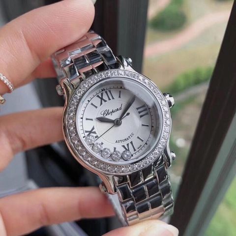 Đồng hồ nữ chopard dây kim loại viền đá đẹp