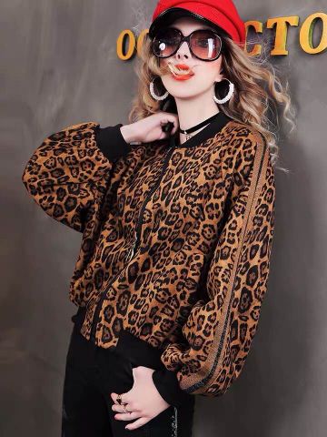 Áo bomber nữ da báo đẹp độc hot trends tone nâu và tone ghi