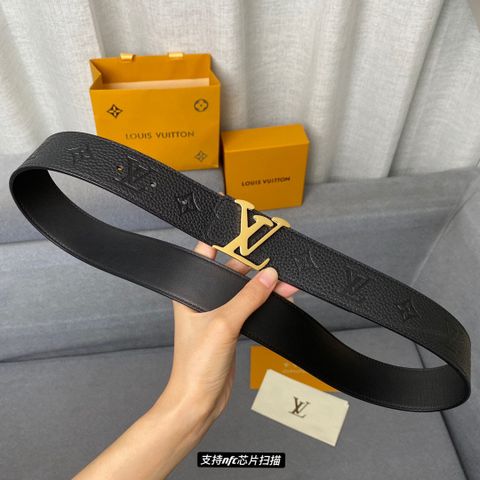 Belt nam LV* bản 4cm dây da bò dập hoạ tiết Monogram đẹp có 3 màu