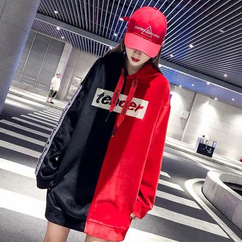 Áo hoodie nhung nữ dáng dài