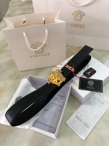 Belt nam VERSACE* mặt logo vàng nạm đá dây da bò dập hoạ tiết đẹp SIÊU CẤP