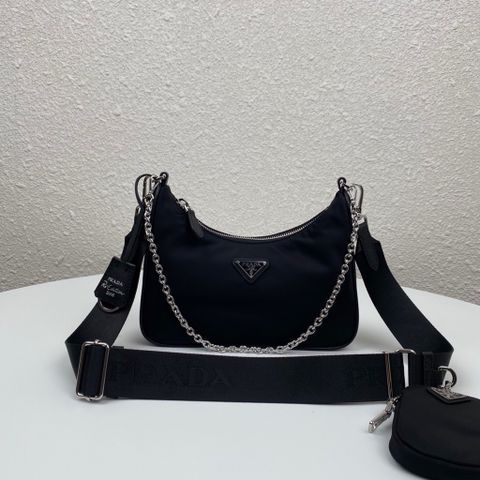 Túi xách nữ PRADA* hobo kèm ví nhỏ chất vải có nhiều màu 22cm Super