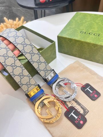 Belt nam GUCCI* bản 3,8cm dây dùng 2 mặt hoạ tiết Logo và mặt da nhám