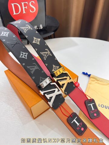 Belt nam LV* bản 3,8cm dây hoạ tiết Monogram lót da màu dùng đc cả 2 mặt 2 màu đẹp