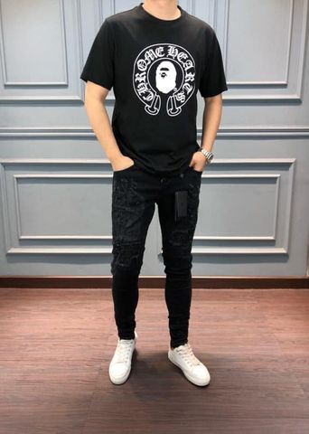 Quần jeans nam rách in hoạ tiết