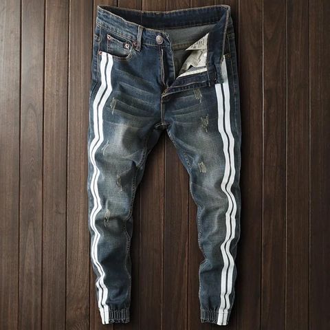 Quần jeans jogger nam sọc trắng đẹp