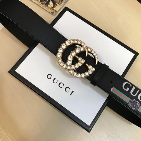 Belt gucci nam nữ mặt nạm đá bản 3.8cm