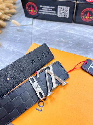 Belt nam LV* bản 3,8cm dây da bò dập karo dùng đc cả 2 mặt dây