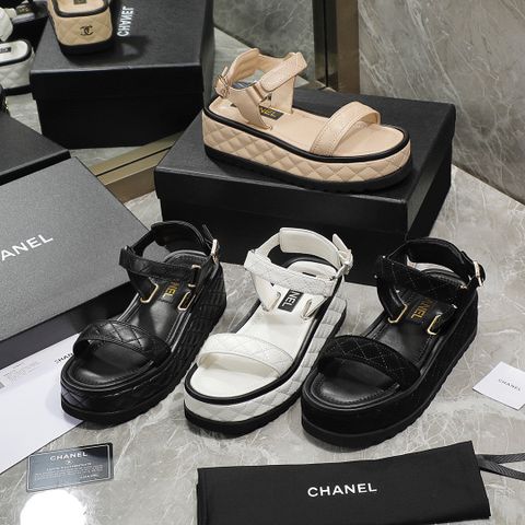 Sandal nữ chanel* cao 5cm quai da bò trần vân trám đẹp SIÊU CẤP