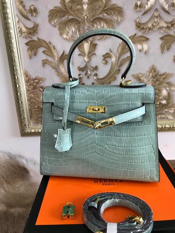 Túi HERMES kelly vân cá sấu bóng