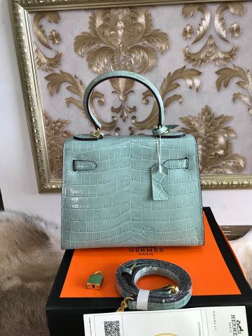 Túi HERMES kelly vân cá sấu bóng