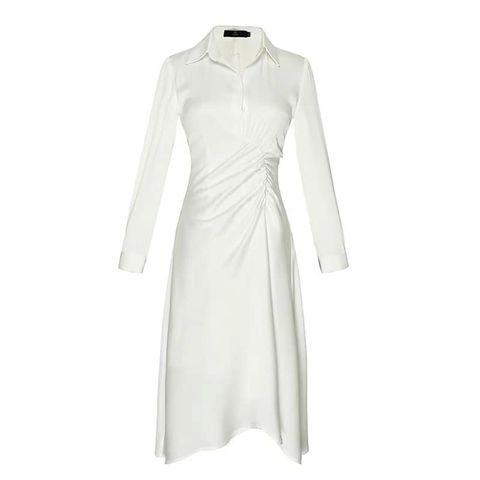 Đầm xoẻ cổ đức dúm eo đẹp sang cao cấp màu trắng và đen