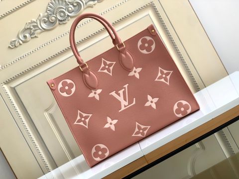 Túi xách nữ LV* onthego SIÊU CẤP da bò dập Monogram màu mới đẹp