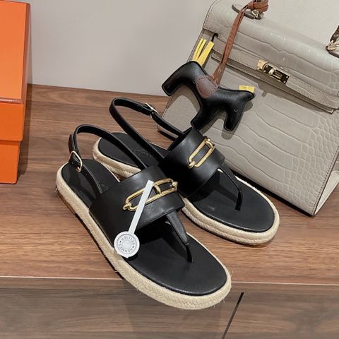 Sandal nữ Hermes* sỏ ngón đế cói quai da bò nẹp khoá vàng đẹp SIÊU CẤP chất chuẩn nét