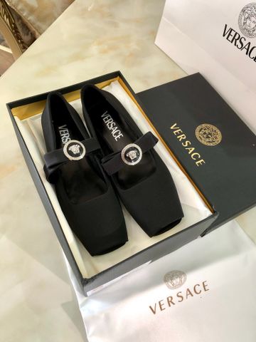 Giày bệt VERSACE* hở mũi chất lụa satin xịn quai nơ đẹp sang VIP 1:1