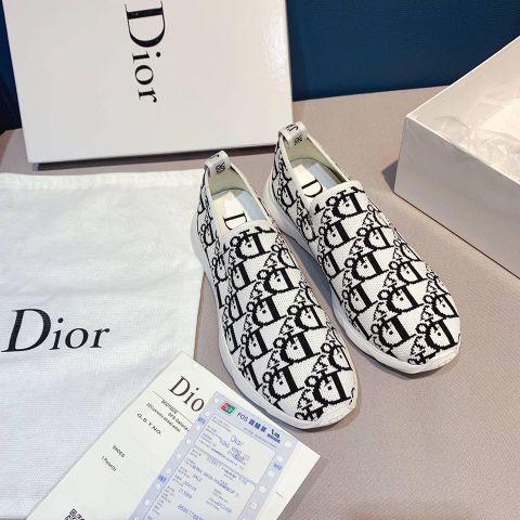 Giày slip on nữ Dior chất chun hoạ tiết đẹp ôm chân đế mềm