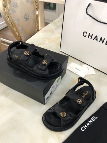 Sandal nữ chanel* SIÊU CẤP da bò trần trám hai quai ngang dáng khoẻ đẹp