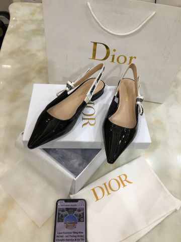 Giày bệt Dior* da bóng mũi nhọn quai chữ nơ đẹp sang SIÊU CẤP